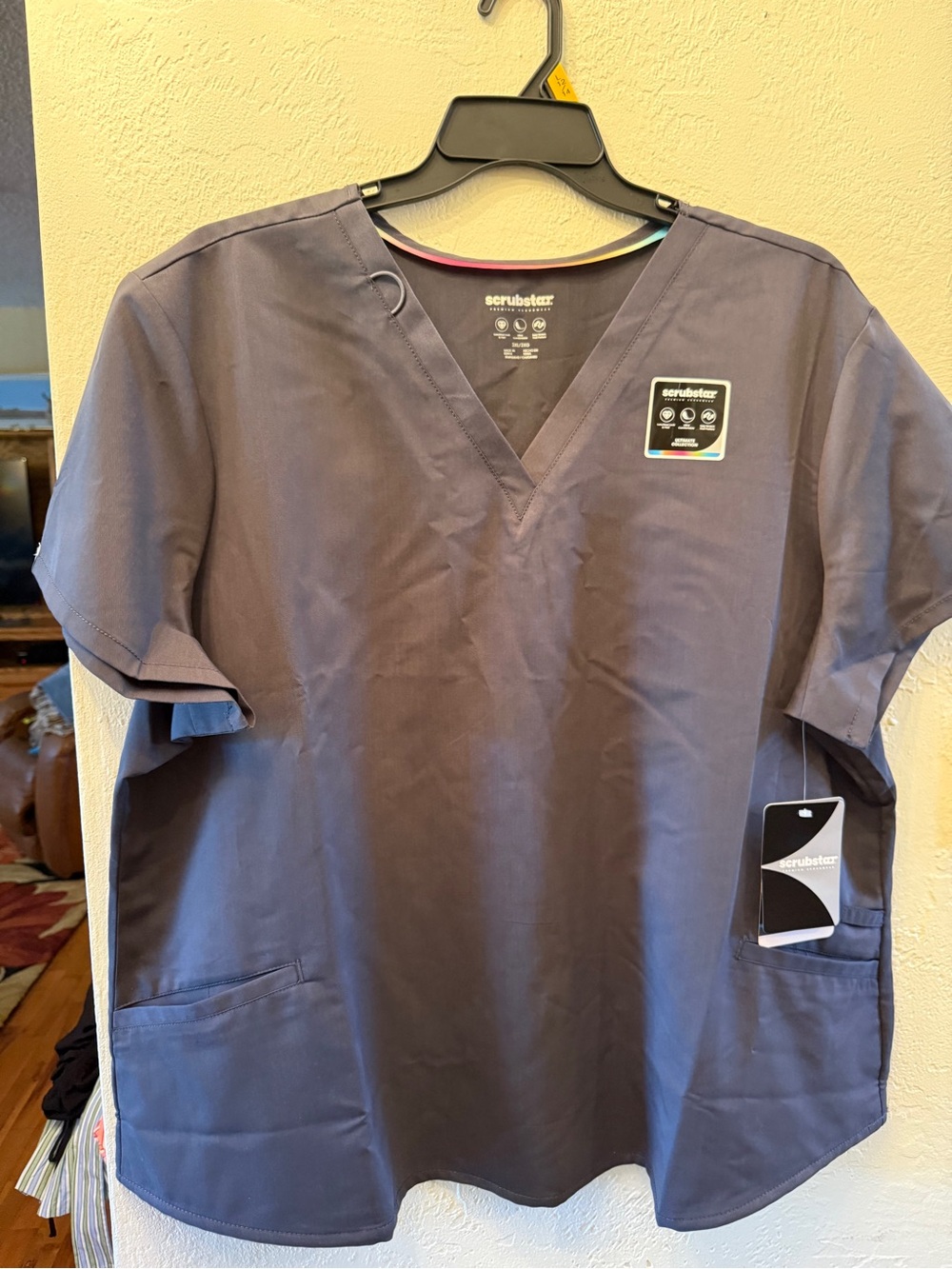 Scrubstar Women’s Sz 3X Gray V-Neck Medical Scrub Top Brand New